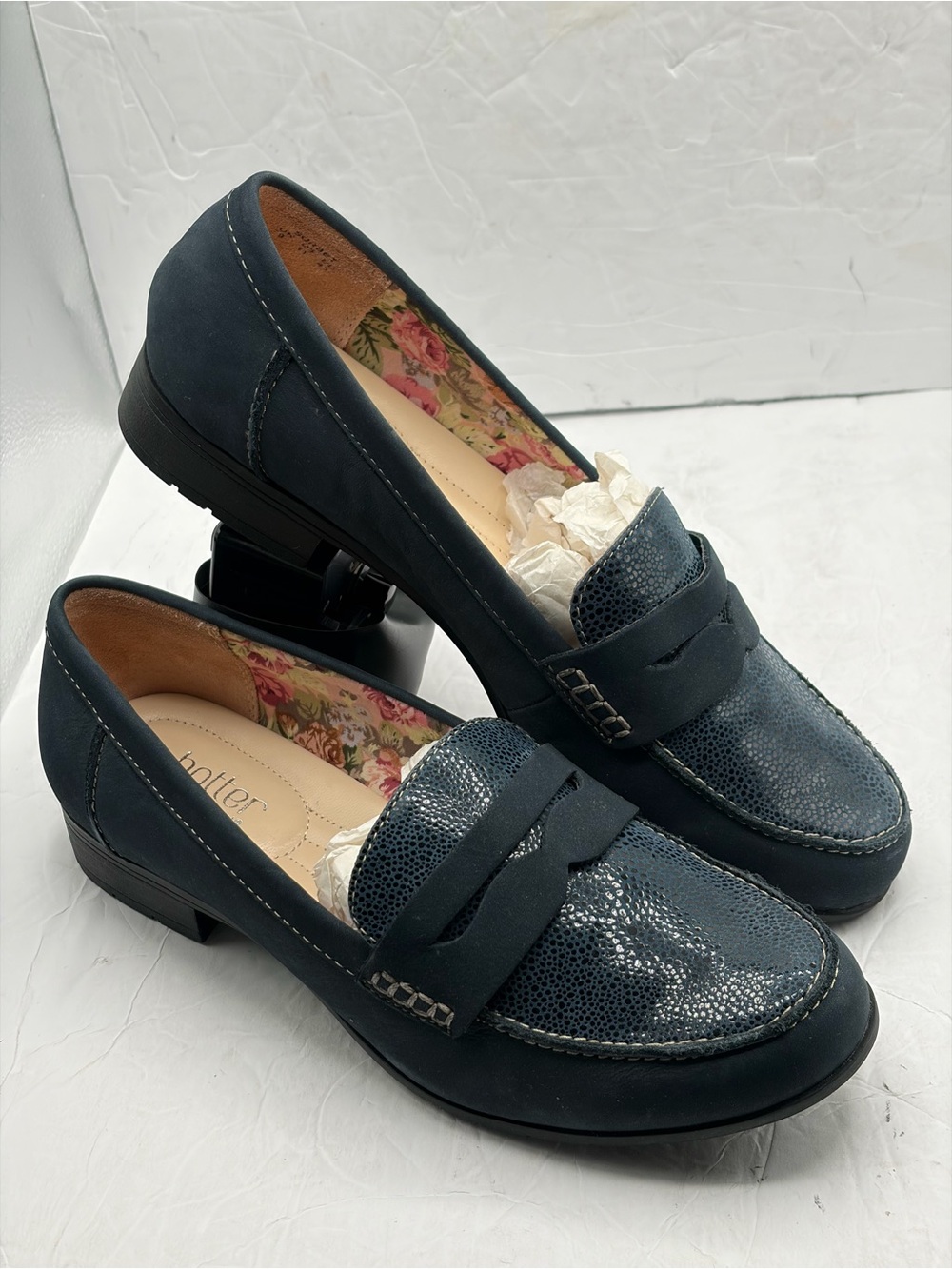 Hotter Sorbet Blue Leather Womens Size 11 Comfort concept slip on Shoes